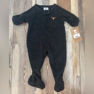 Texas Longhorns Infant 0-3m Black Fleece One Piece Footed Pajamas